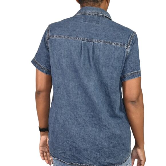 Vintage Harley Davidson Denim Shirt Blue Logo Patch Motorcycles Bike Size Medium - Picture 3 of 15